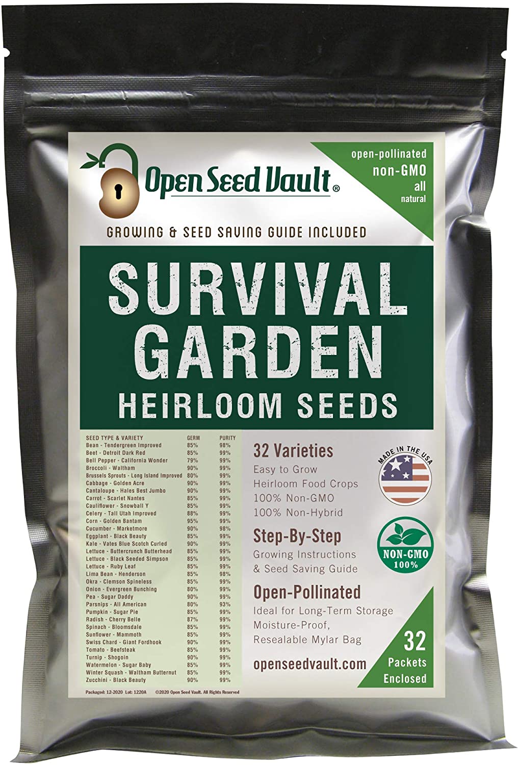 survival seeds organic heirloom vegetable garden kit