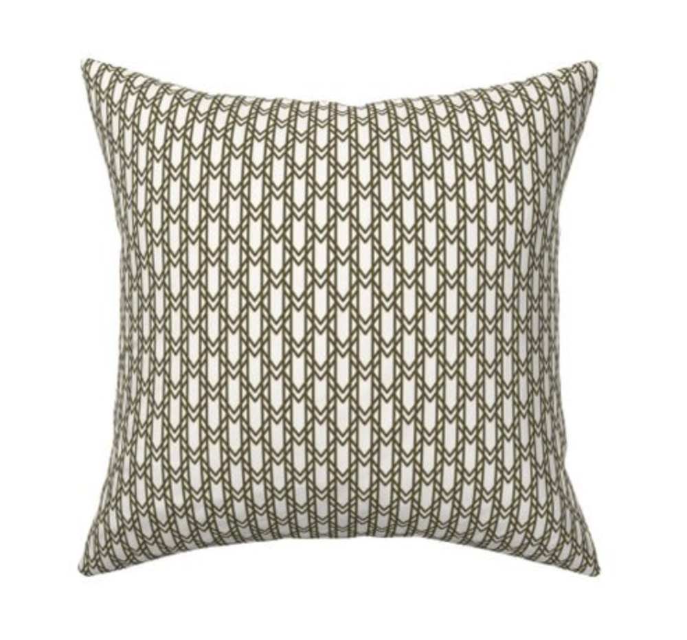 olive green geometric trellis linen pillow motif motif